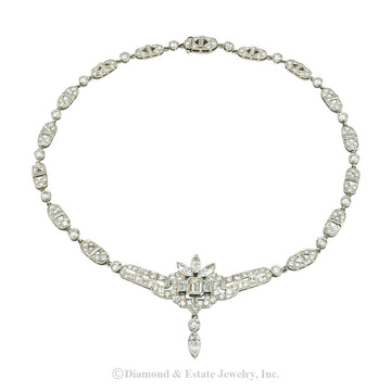 Art Deco diamond and platinum necklace circa 1935. Jacob's Diamond & Estate Jewelry.