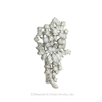 Harry Winston 6.70 carats of diamonds and platinum clip brooch circa 1969.  Jacob's Diamond & Estate Jewelry.