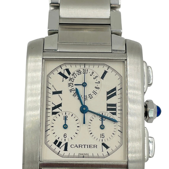 Cartier 2303 Tank Francaise Chronoflex Quartz Men’s Large Watch - Jacob's Diamond and Estate Jewelry