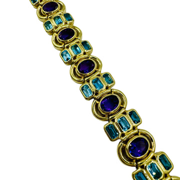 Blue Topaz Amethyst Yellow Gold Bracelet - Jacob's Diamond and Estate Jewelry