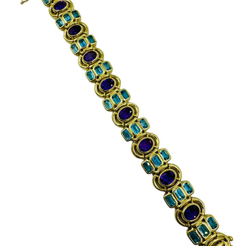 Blue Topaz Amethyst Yellow Gold Bracelet - Jacob's Diamond and Estate Jewelry