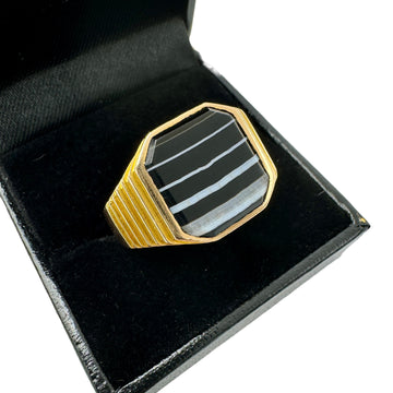 Art Deco Men's Banded Agate Ring