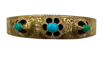Victorian Turquoise Yellow Gold Bangle Bracelet