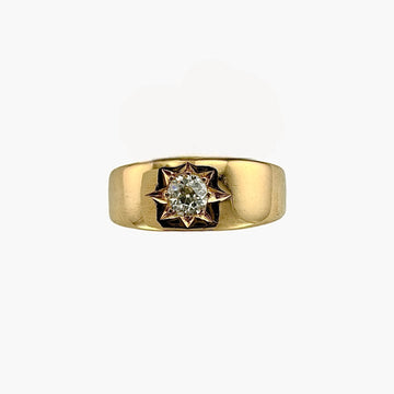Art Deco Diamond Yellow Gold Gypsy Ring - Jacob's Diamond and Estate Jewelry