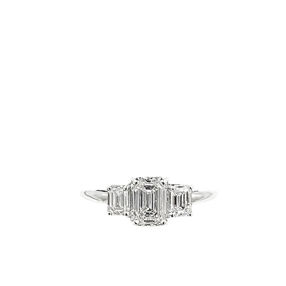 Emerald Cut Diamond Three Stone Ring - Jacob's Diamond and Estate Jewelry