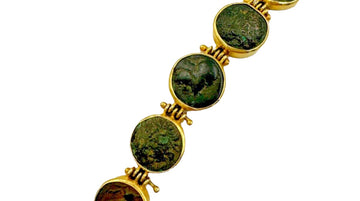 Greek Bronze Coin Yellow Gold Bracelet