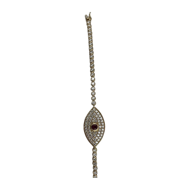 Evil Eye Amulet Diamond Ruby Yellow Gold Bracelet - Jacob's Diamond and Estate Jewelry