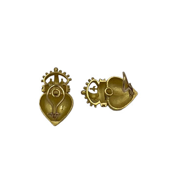 Crown And Heart Clip On Yellow Gold Earrings - Jacob's Diamond and Estate Jewelry