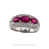 Ruby Diamond Platinum Three Stone Ring