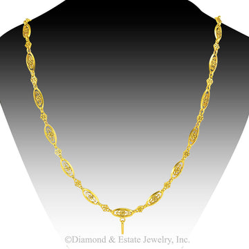 Antique handmade yellow gold long chain circa 1900.  Jacob's Diamond & Estate Jewelry.