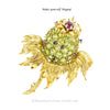 Tiffany Schlumberger Thistle Clip Brooch Peridot Ruby Yellow Gold