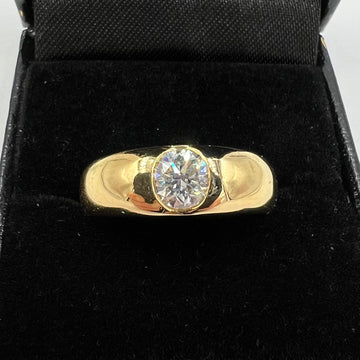 Vintage Burnish Set Diamond Yellow Gold Band Ring - Jacob's Diamond and Estate Jewelry