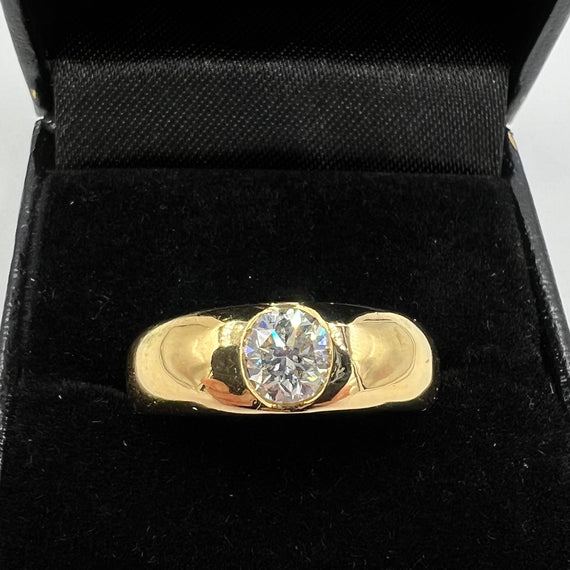 Vintage Burnish Set Diamond Yellow Gold Band Ring - Jacob's Diamond and Estate Jewelry