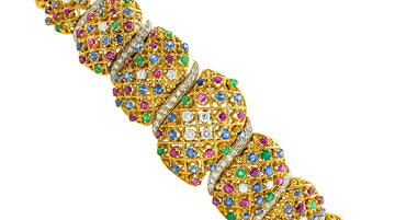 Precious Gems Diamonds Yellow Gold Link Bracelet