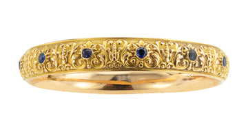 Krementz Sapphire Yellow Gold Antique Slip-On Bangle Bracelet