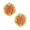 Vintage Extra Large Coral Yellow Gold Clip On Earrings Circa 1970s