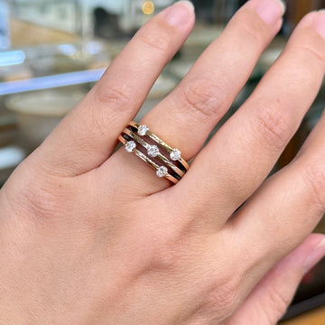 Roberto Coin Diamond 18k Tricolor Gold Band Ring - Jacob's Diamond and Estate Jewelry