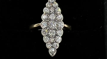 Vintage Navette Diamond Cluster Ring