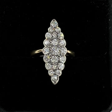 Vintage Navette Diamond Cluster Ring - Jacob's Diamond and Estate Jewelry