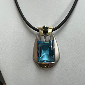 Blue Topaz Tourmaline Diamond Pendant - Jacob's Diamond and Estate Jewelry