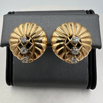 Retro Diamond Gold Clip On Earrings - Jacob's Diamond and Estate Jewelry