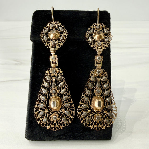 Antique 1780's Iberian Table Cut Diamond Earrings 18k/Silver - Jacob's Diamond and Estate Jewelry