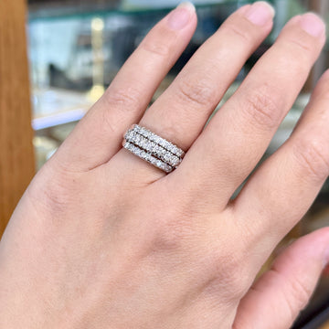1950s Three Row Diamond White Gold Band Ring - Jacob's Diamond and Estate Jewelry
