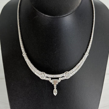 1925 Art Deco Gorham Spaulding Old Cut Diamond Necklace Platinum - Jacob's Diamond and Estate Jewelry