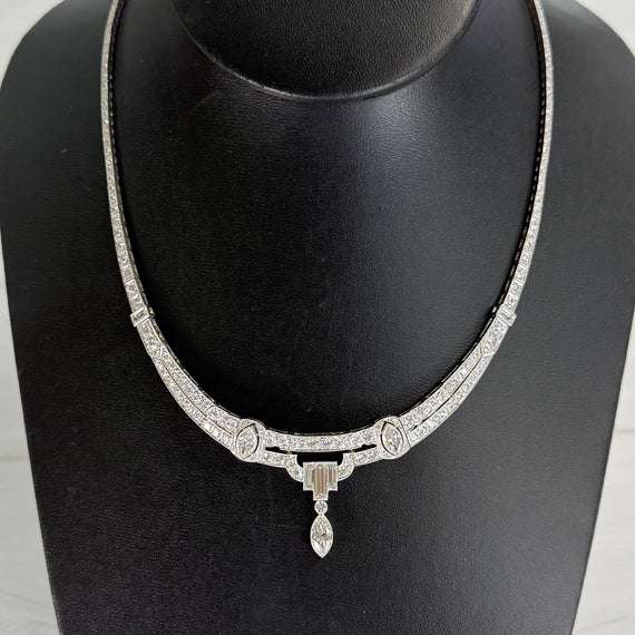 1925 Art Deco Gorham Spaulding Old Cut Diamond Necklace Platinum - Jacob's Diamond and Estate Jewelry