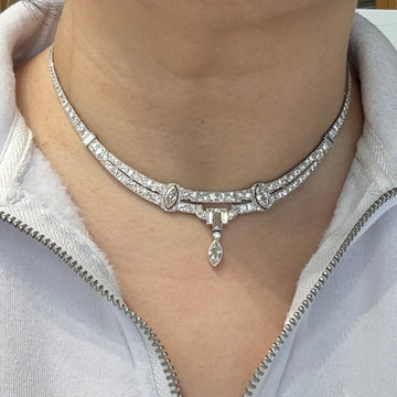 1925 Art Deco Gorham Spaulding Old Cut Diamond Necklace Platinum - Jacob's Diamond and Estate Jewelry