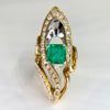 Colombian Emerald Diamond Two Tone Gold Cocktail Ring