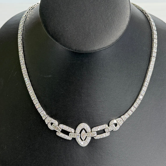1930's Art Deco Old Cut Diamond Necklace Platinum - Jacob's Diamond and Estate Jewelry