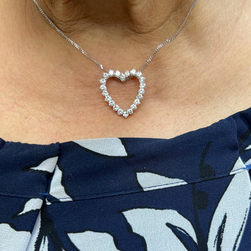 1970s Diamond Heart White Gold Pendant - Jacob's Diamond and Estate Jewelry