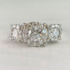 3 Stone Diamond Halo Ring Platinum