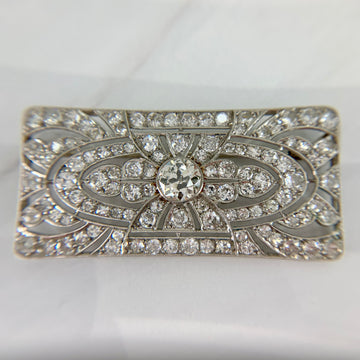 1925 Art Deco Old Cut Diamond Brooch Platinum - Jacob's Diamond and Estate Jewelry