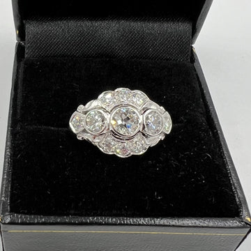 Art Deco Three Stone Diamond Ring Size 8+