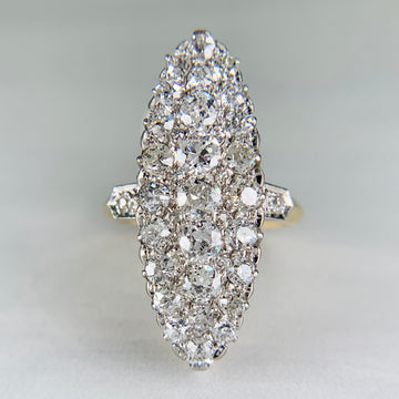 Edwardian French Navette Diamond Cluster Ring Circa 1900 - Jacob's Diamond and Estate Jewelry