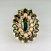 Cindy Royce Green Tourmaline Diamond 18k Yellow Gold Cocktail Ring Circa 1980s