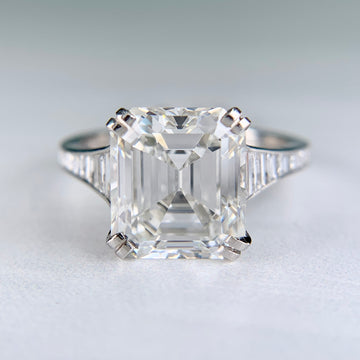 GIA Report Certified 4.09 Emerald Cut Diamond Platinum Engagement Ring - Jacob's Diamond and Estate Jewelry