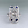 1930's Art Deco Diamond Filigree Panel Ring 18k
