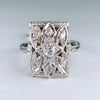 1930's Art Deco Old European Cut Diamond Dinner Ring 14k