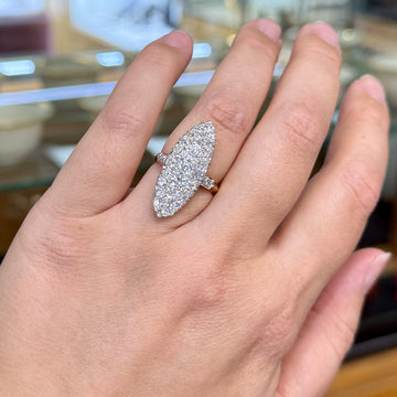 Edwardian French Navette Diamond Cluster Ring Circa 1900 - Jacob's Diamond and Estate Jewelry