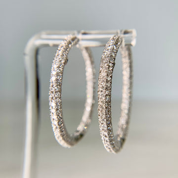 Large Inside out Diamond Hoop Earrings 18k White Gold - Jacob's Diamond and Estate Jewelry