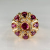Vintage Ruby and Diamond Harem Princess Ring 14k Yellow Gold