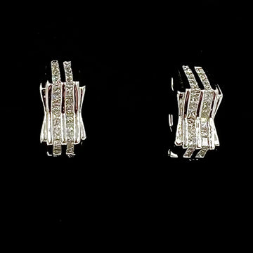 Two Row Princess Cut Diamond White Gold Earrings - Jacob's Diamond and Estate Jewelry