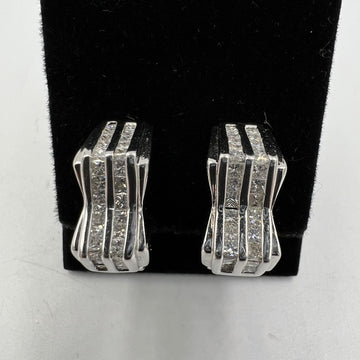 Two Row Princess Cut Diamond White Gold Earrings - Jacob's Diamond and Estate Jewelry