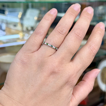 Tsavorite and Diamond Eternity Band Ring 18k - Jacob's Diamond and Estate Jewelry