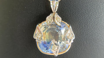 1930's Vintage Bi-Color Sapphire and Diamond Necklace 14k and Platinum