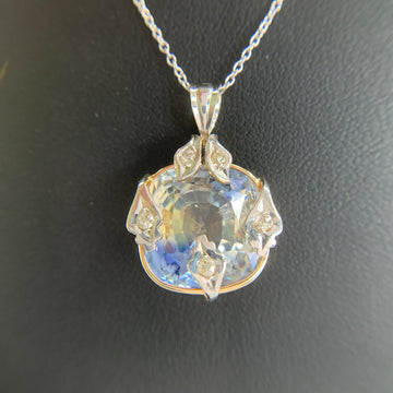 1930's Vintage Bi-Color Sapphire and Diamond Necklace 14k and Platinum - Jacob's Diamond and Estate Jewelry