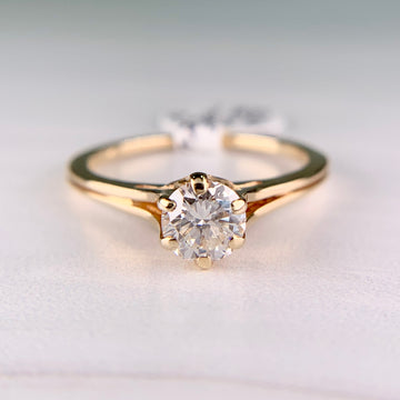 Vintage 1980's .60 Carat Solitaire Diamond Engagement Ring 18k Yellow Gold - Jacob's Diamond and Estate Jewelry